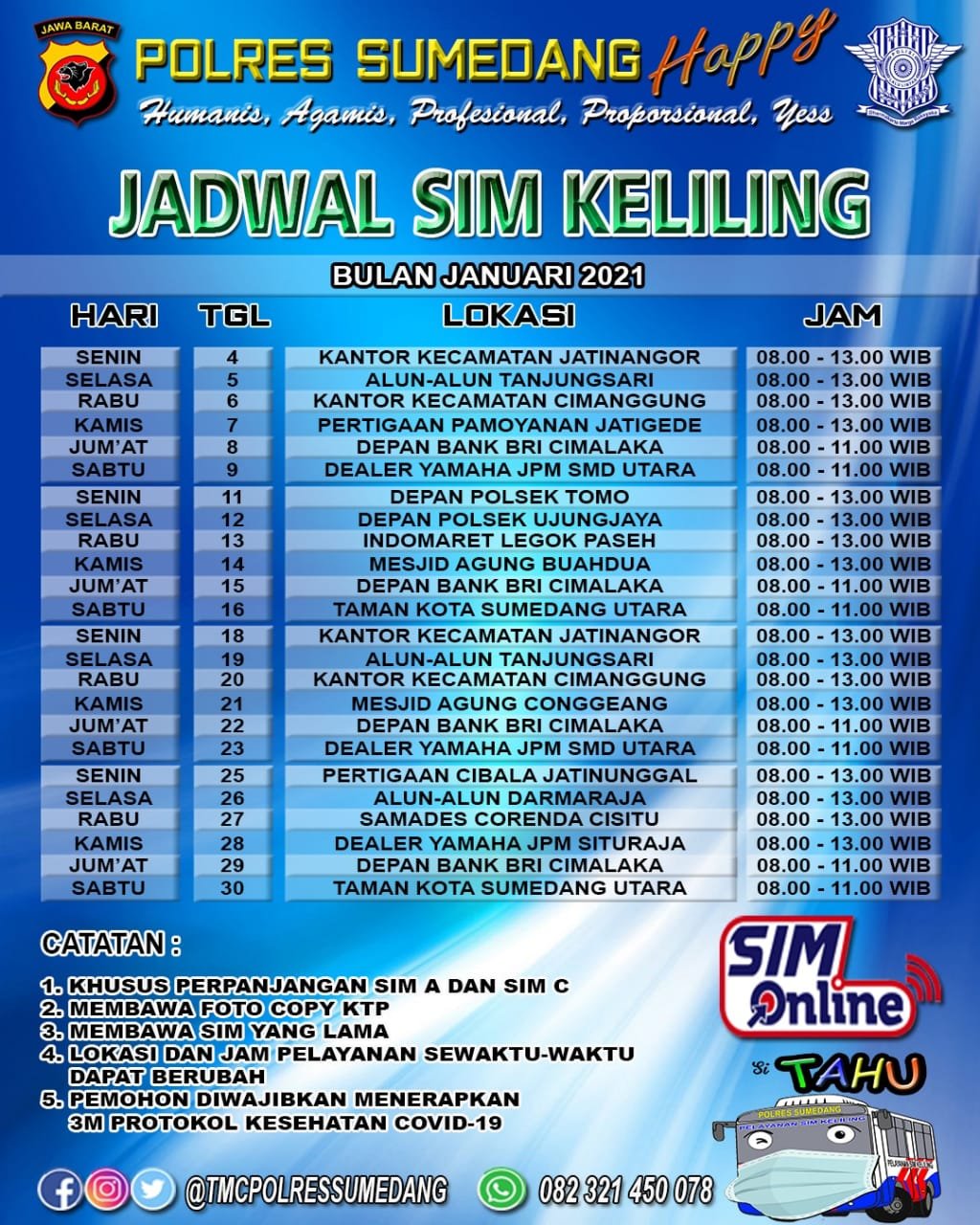 jadwal sim keliling bulan januari